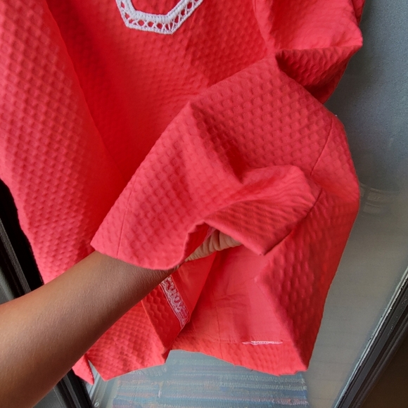 Lilly Pulitzer Tank Top Size 6 Coral Color White Embroidered Lined Back Zipper - Picture 10 of 11